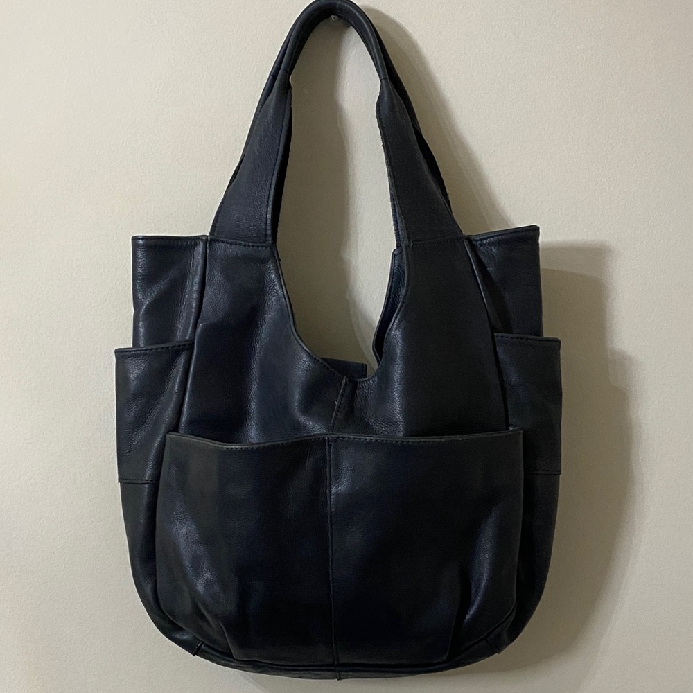 Oliveve Elegant Black Leather Tote Bag